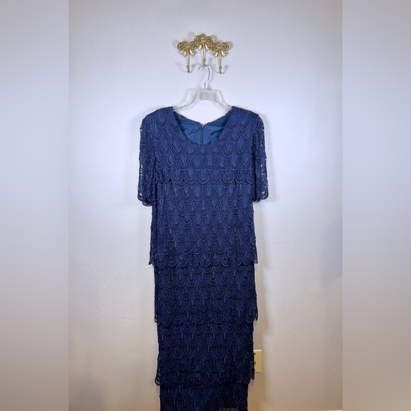 Star Dance by Jossi Dresses & Skirts - Star Dance Navy Blue Layered Lace Dress. Mother of Bride/Groom. Size L (BoM)